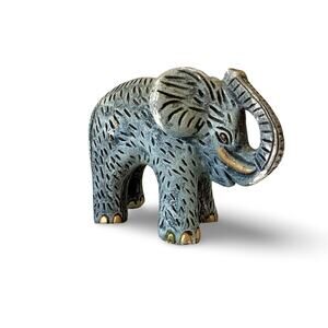 Vintage Gray Plaster Elephant Figurine